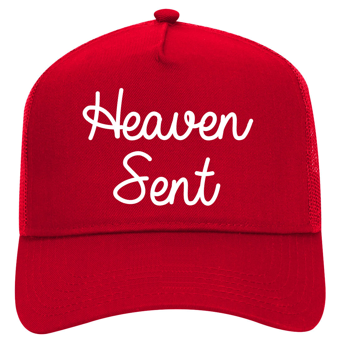 Heaven Sent Mens Mesh Trucker Hat Red