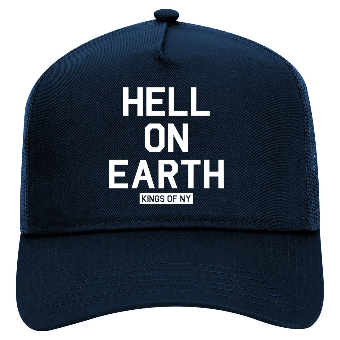 Hell On Earth Mobb Mens Mesh Trucker Hat Navy Blue