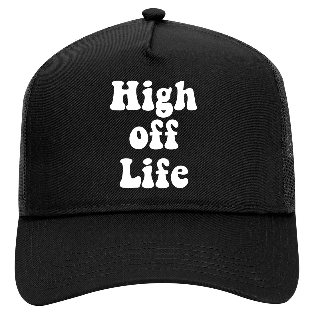 High Off Life Mens Mesh Trucker Hat Black