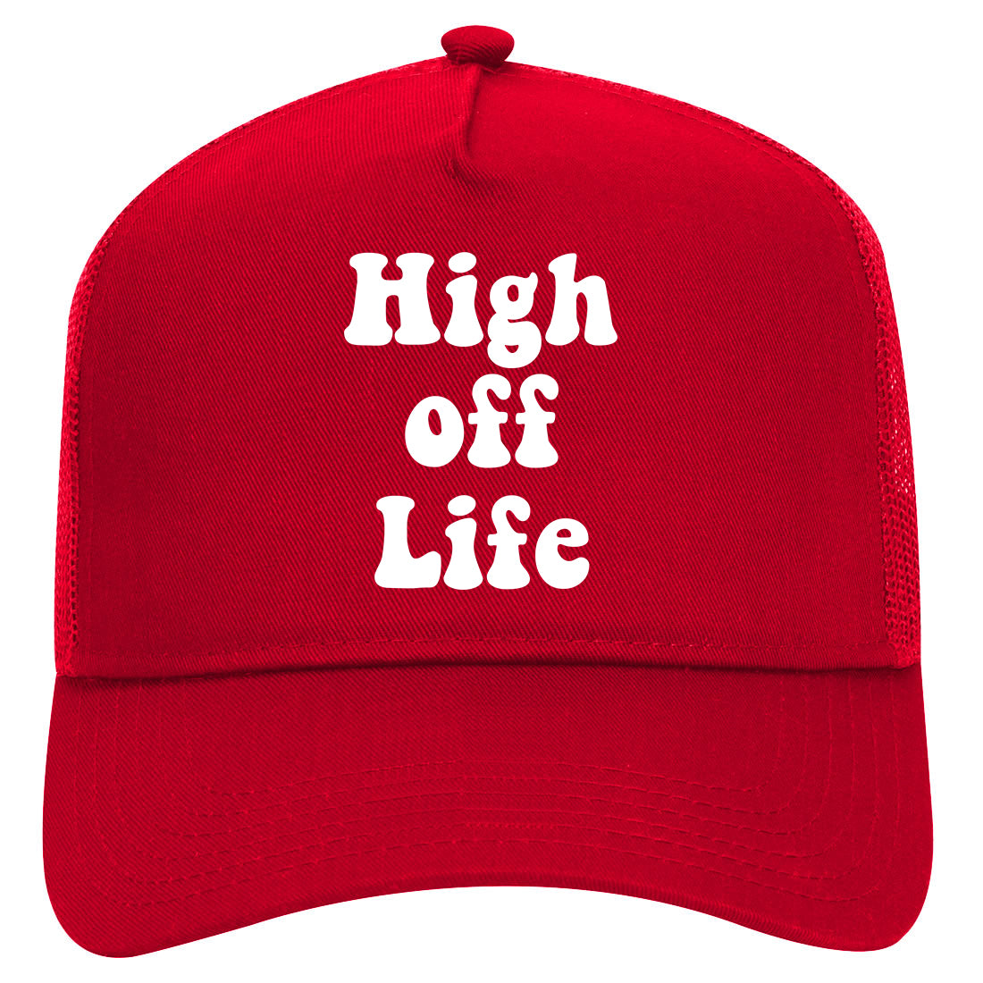 High Off Life Mens Mesh Trucker Hat Red