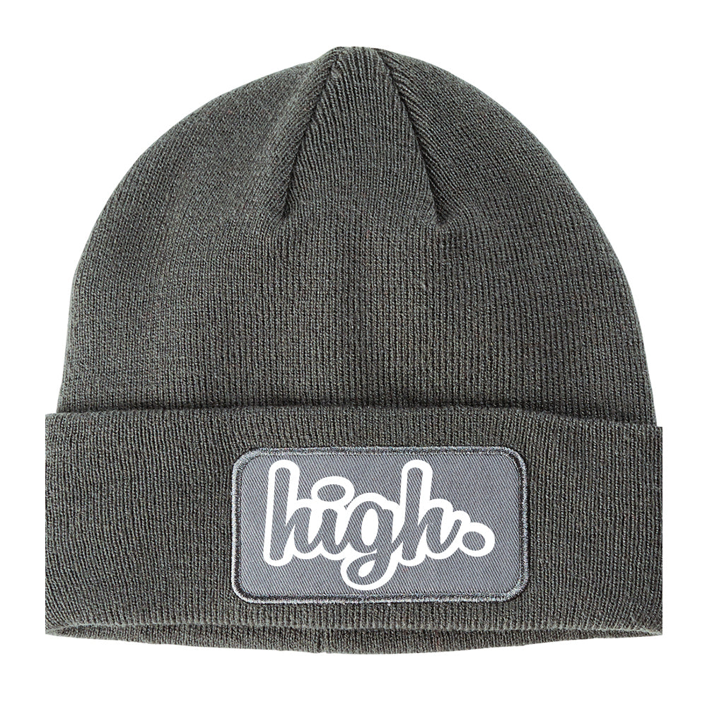 High Outline Winter Knit Adult Beanie Hat Grey