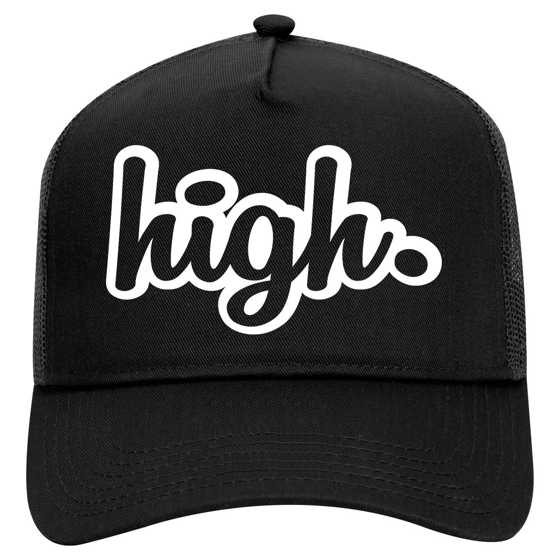 High Outline Mens Mesh Trucker Hat Black
