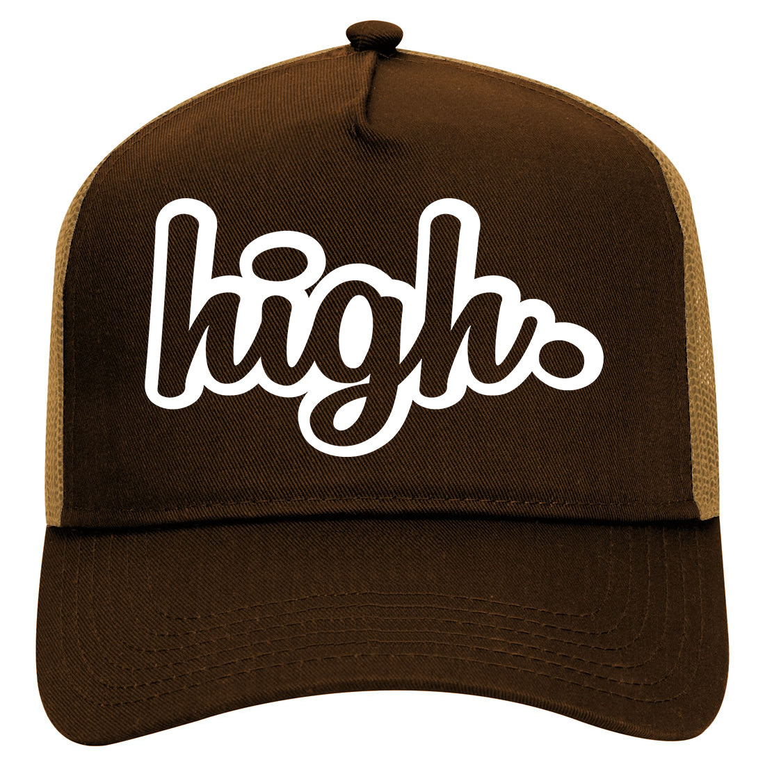 High Outline Mens Mesh Trucker Hat Brown