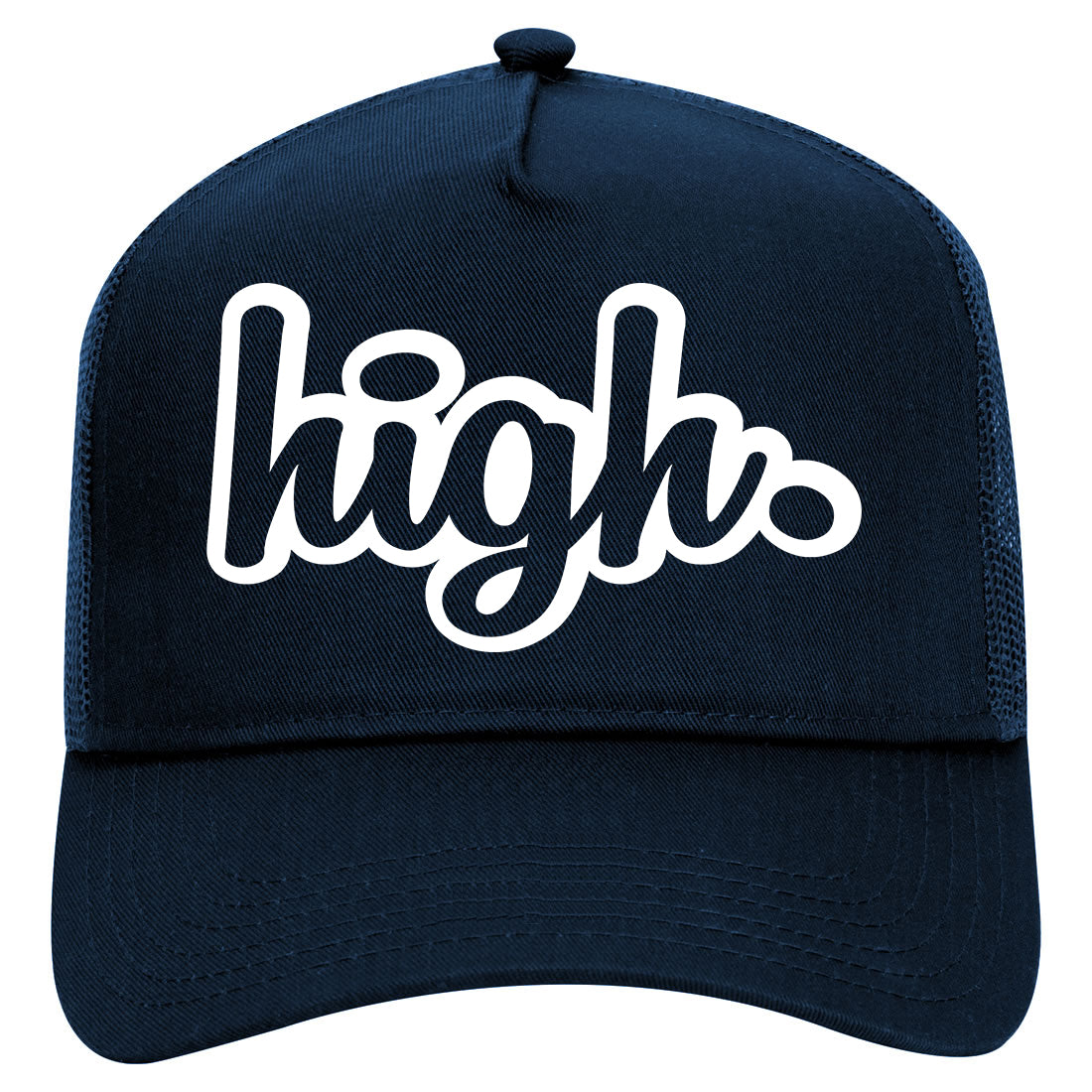 High Outline Mens Mesh Trucker Hat Navy Blue