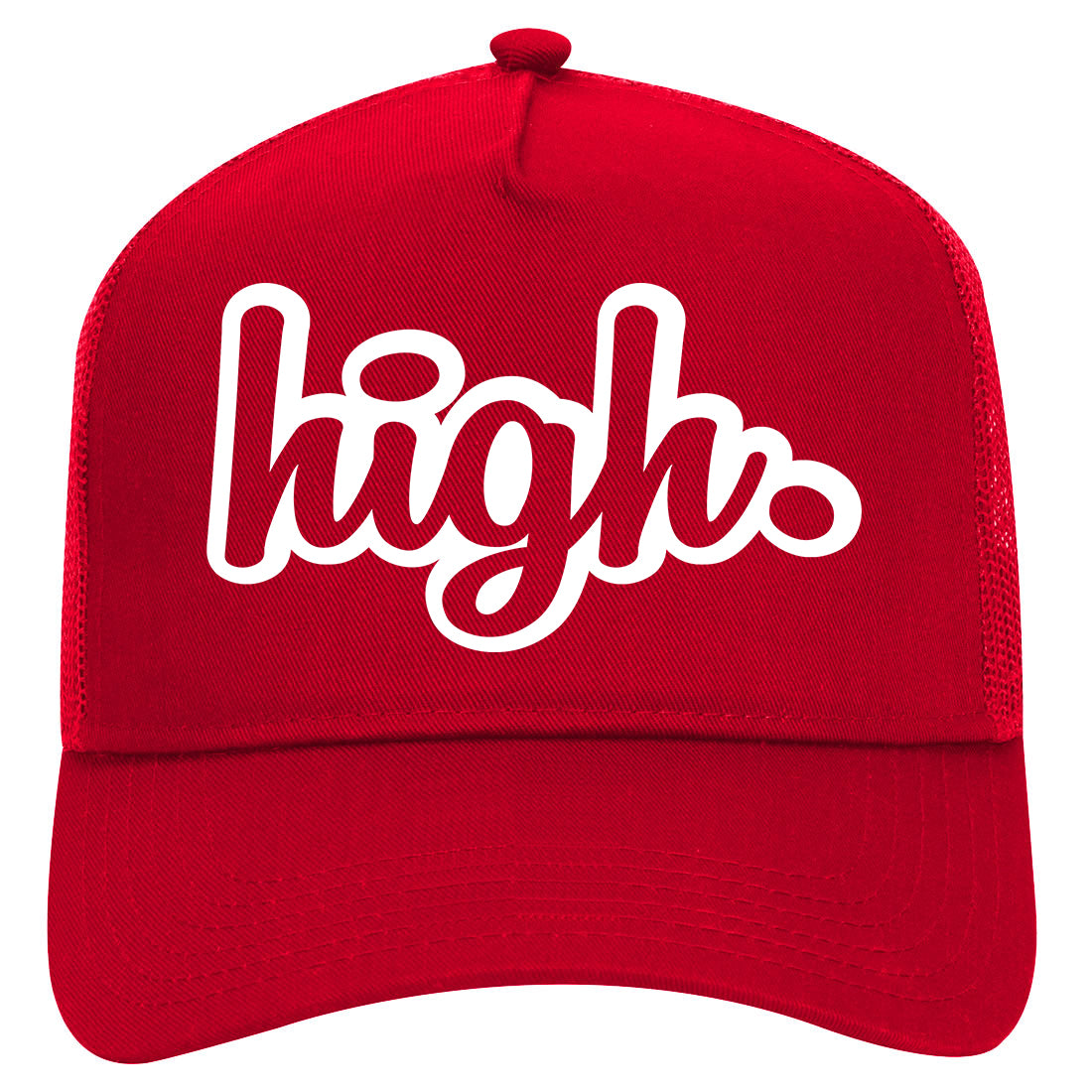 High Outline Mens Mesh Trucker Hat Red