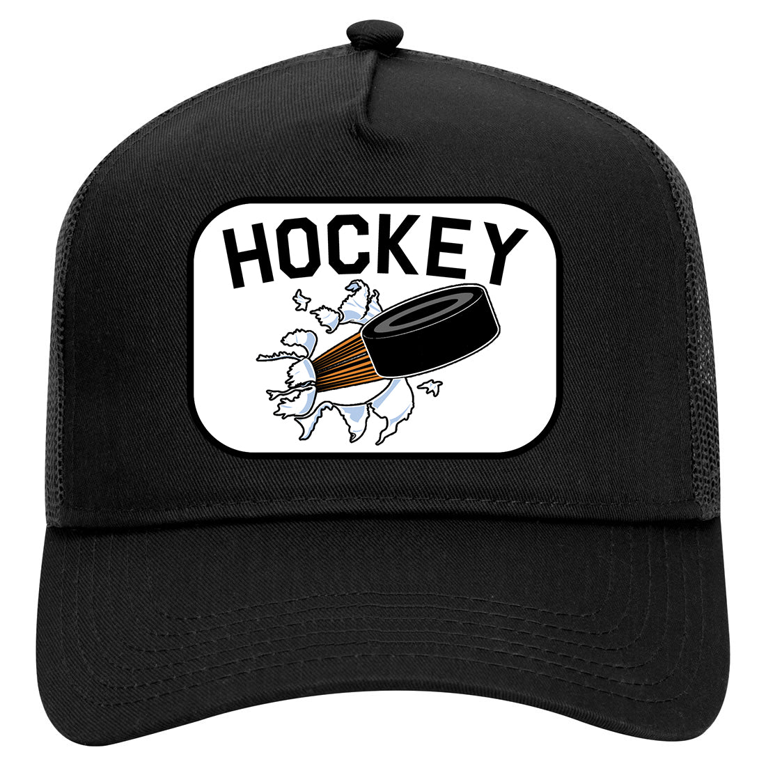 Hockey Goalie Puck  Mens Mesh Trucker Hat Black