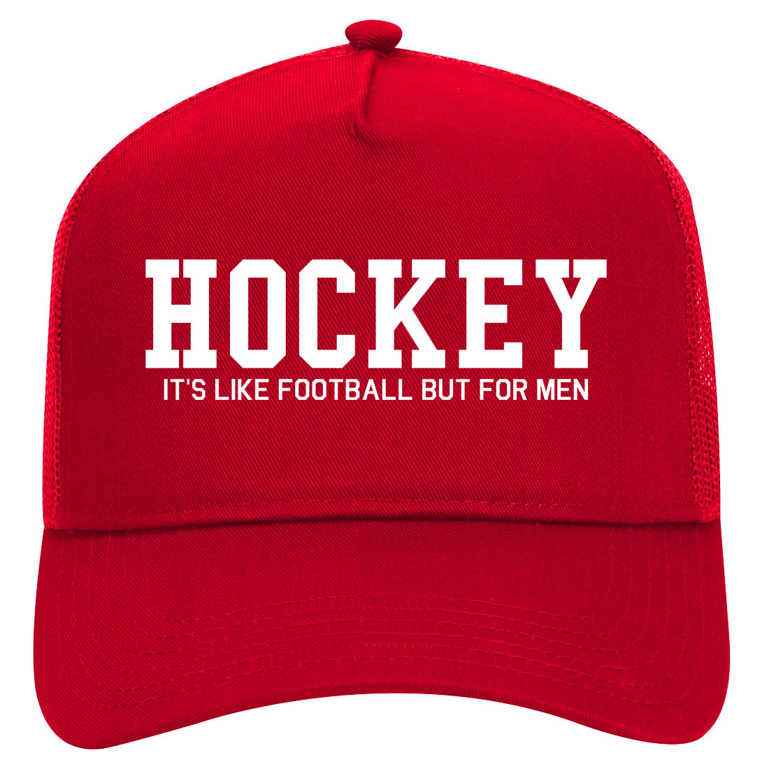Hockey Its Like Football But For Men Funny Mens Mesh Trucker Hat Red