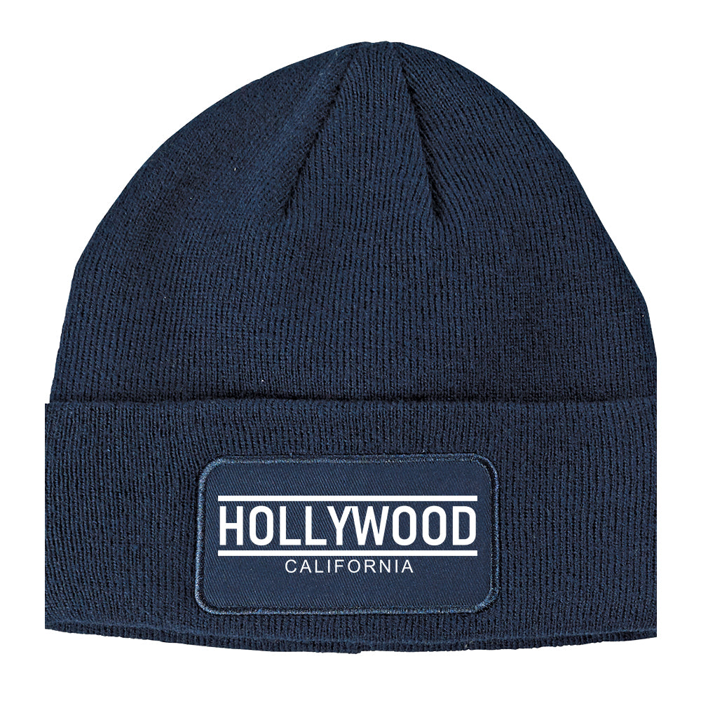Hollywood California City Lines Winter Knit Adult Beanie Hat Navy Blue