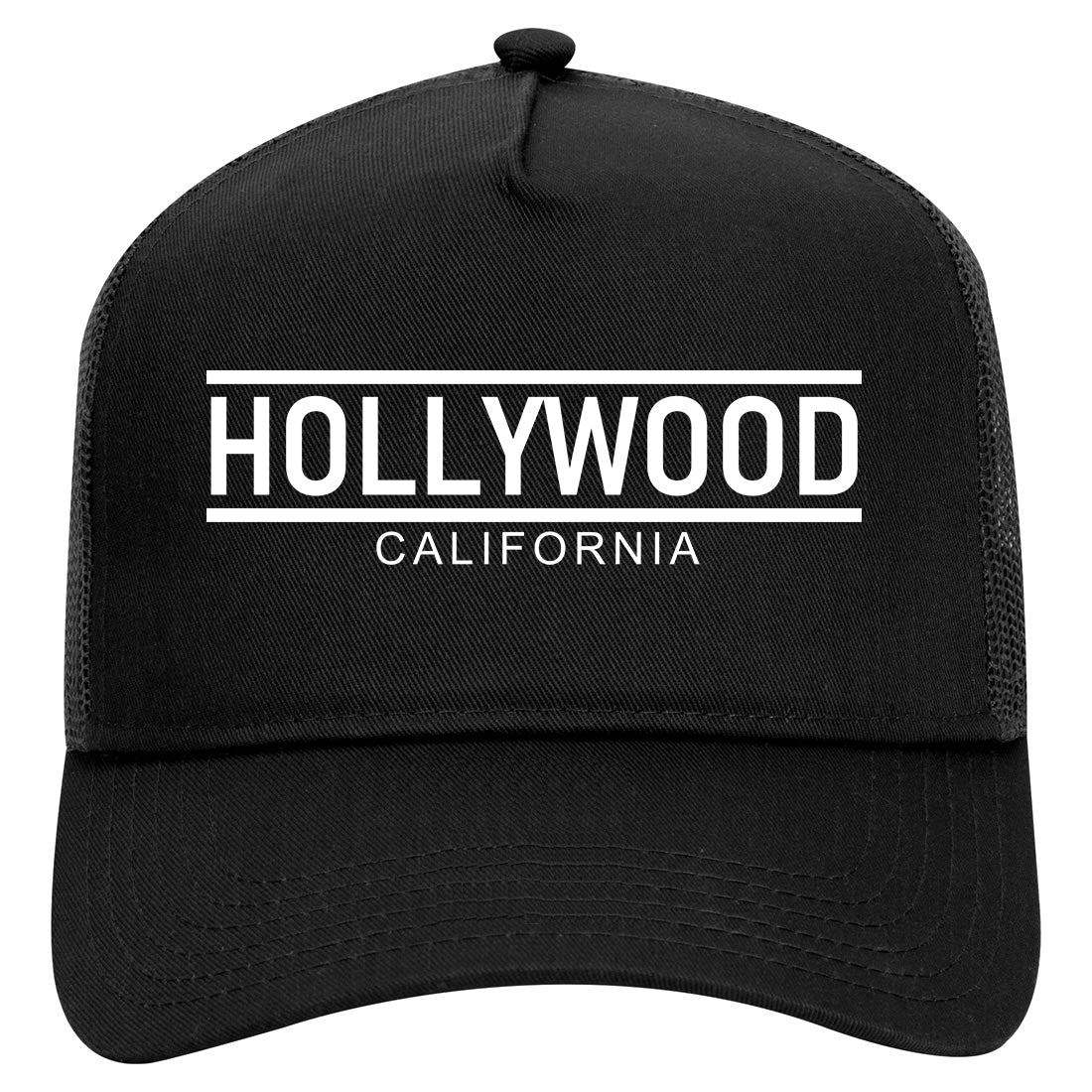 Hollywood California City Lines Mens Mesh Trucker Hat Black