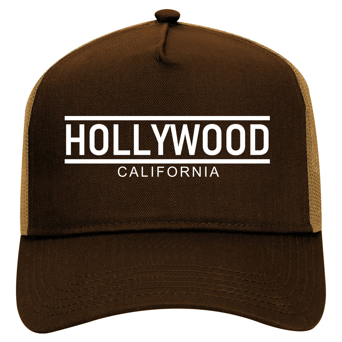 Hollywood California City Lines Mens Mesh Trucker Hat Brown