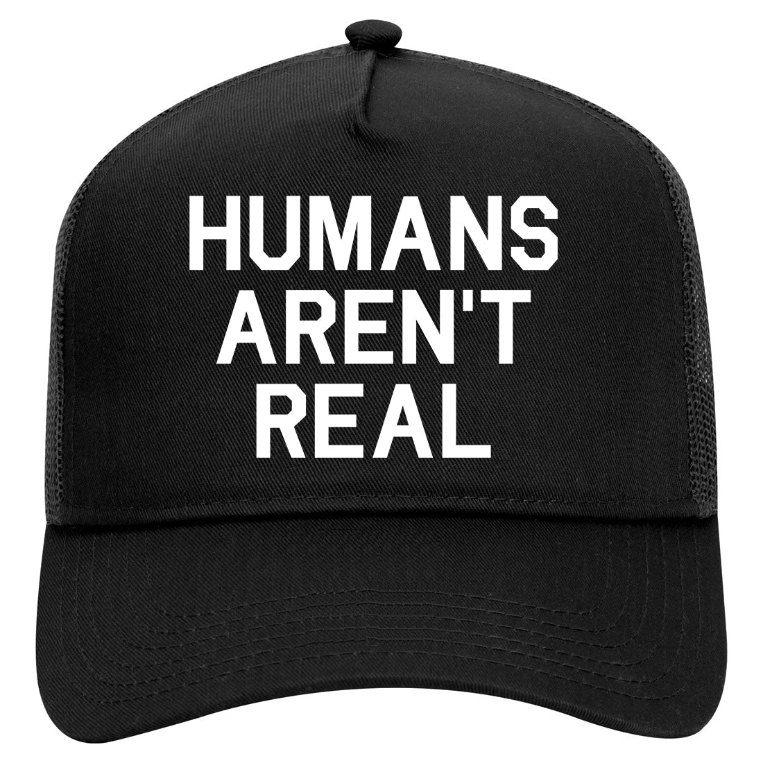 Humans Arent Real Tie Dye Hippie Rave Mens Mesh Trucker Hat Black