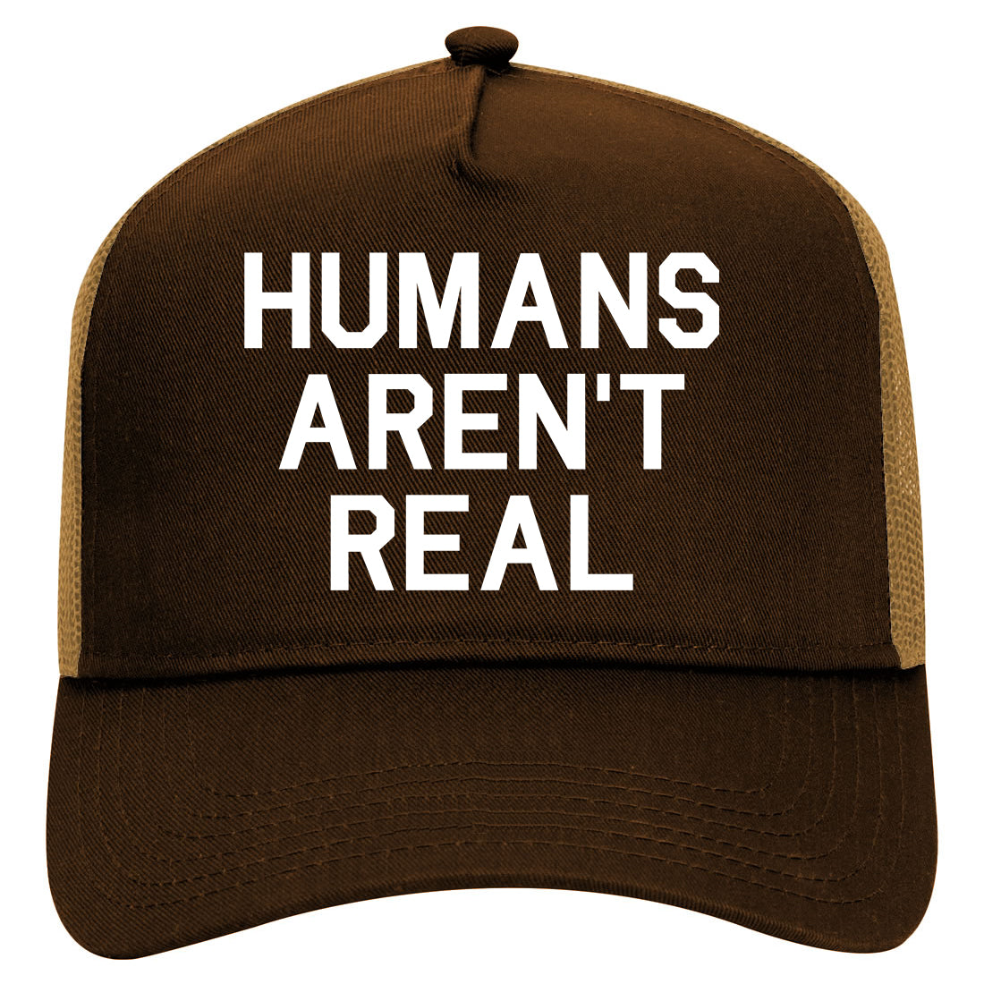 Humans Arent Real Tie Dye Hippie Rave Mens Mesh Trucker Hat Brown
