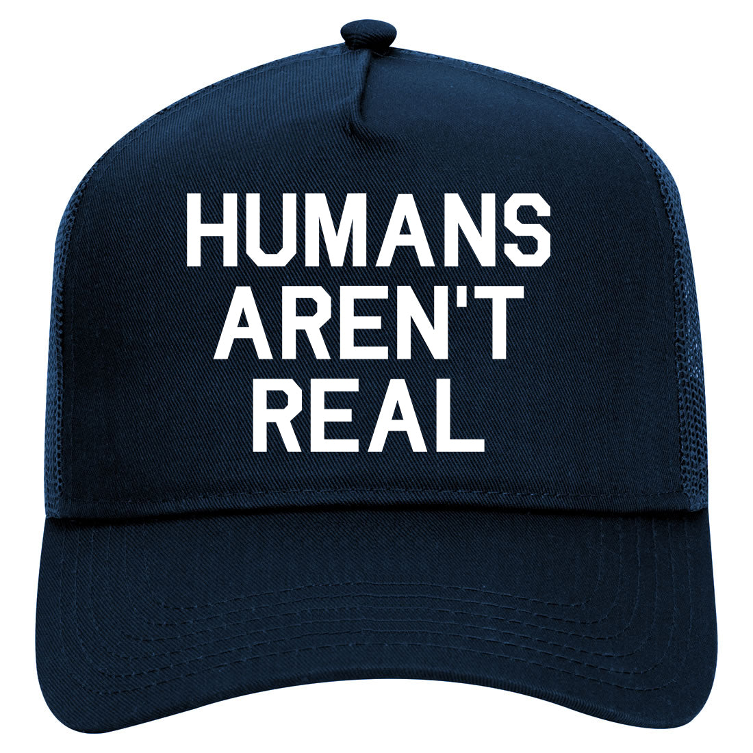 Humans Arent Real Tie Dye Hippie Rave Mens Mesh Trucker Hat Navy Blue
