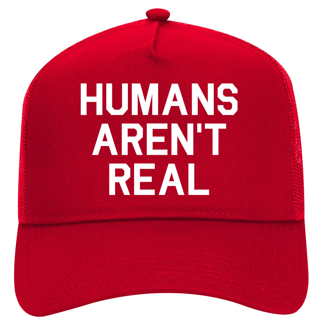Humans Arent Real Tie Dye Hippie Rave Mens Mesh Trucker Hat Red