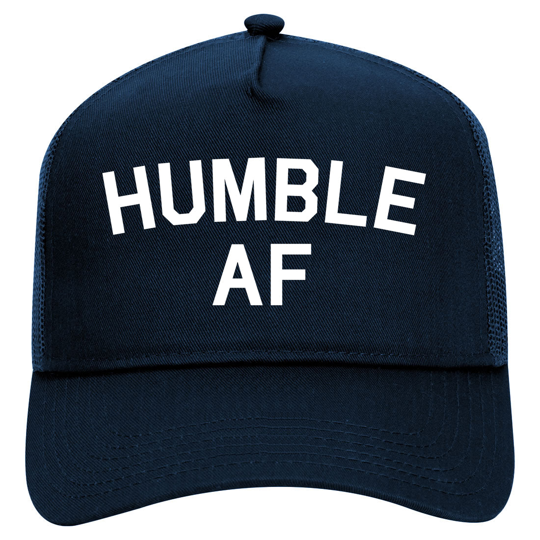 Humble AF Funny Mens Mesh Trucker Hat Navy Blue
