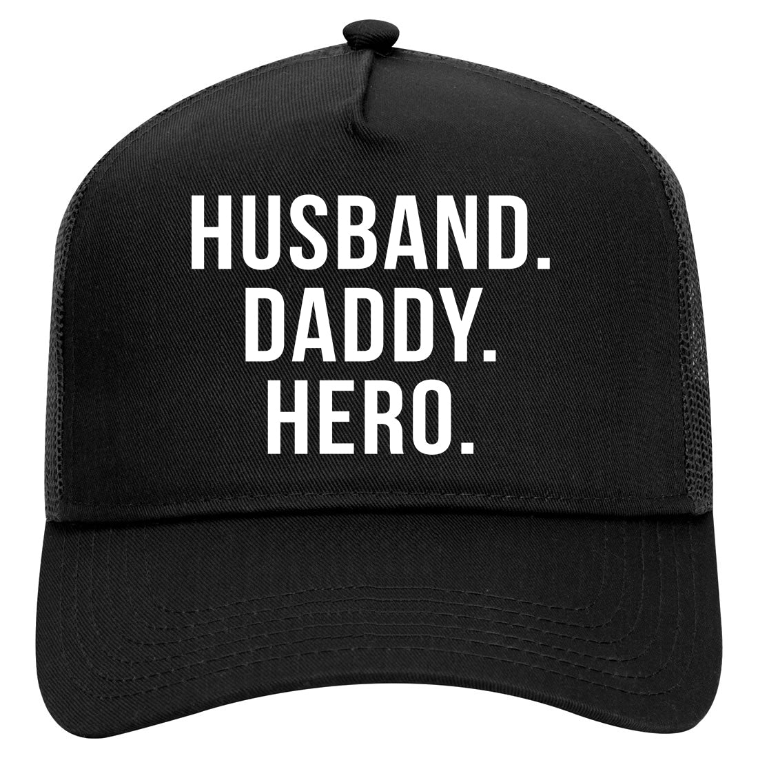 Husband Dad Hero Mens Mesh Trucker Hat Black