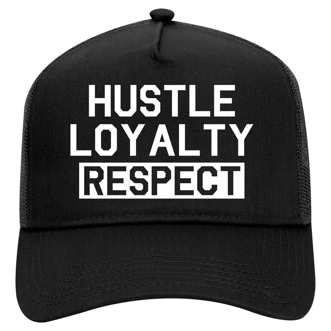 Hustle Loyalty Respect Mens Mesh Trucker Hat Black