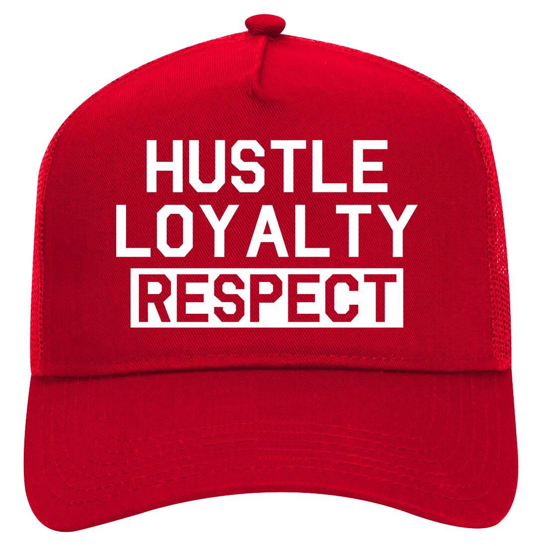 Hustle Loyalty Respect Mens Mesh Trucker Hat Red