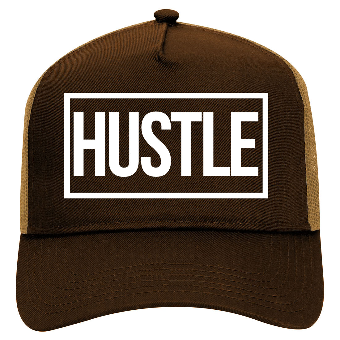 Hustle Mens Mesh Trucker Hat Brown