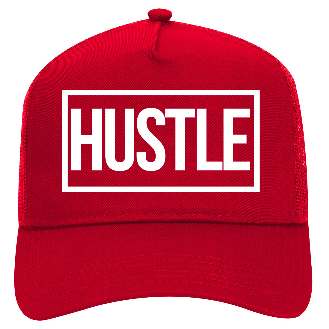 Hustle Mens Mesh Trucker Hat Red