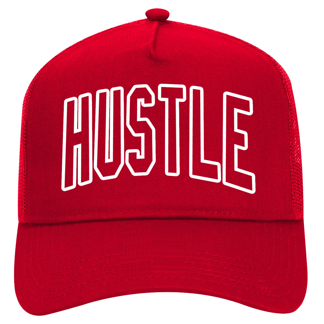 Hustle Outline Mens Mesh Trucker Hat Red