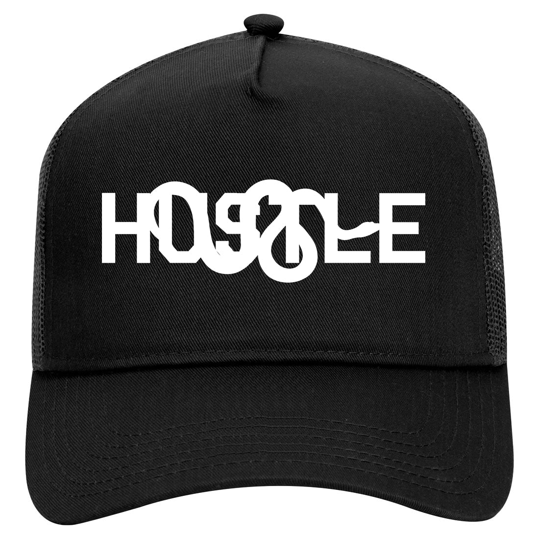 Hustle Snake Mens Mesh Trucker Hat Black