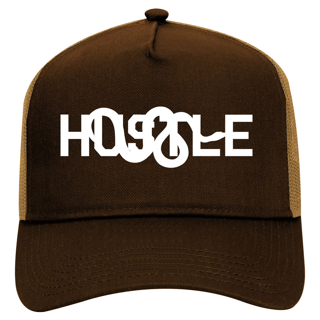 Hustle Snake Mens Mesh Trucker Hat Brown