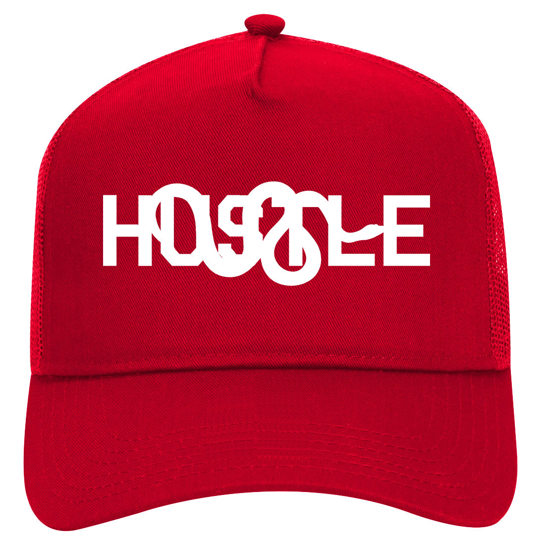 Hustle Snake Mens Mesh Trucker Hat Red