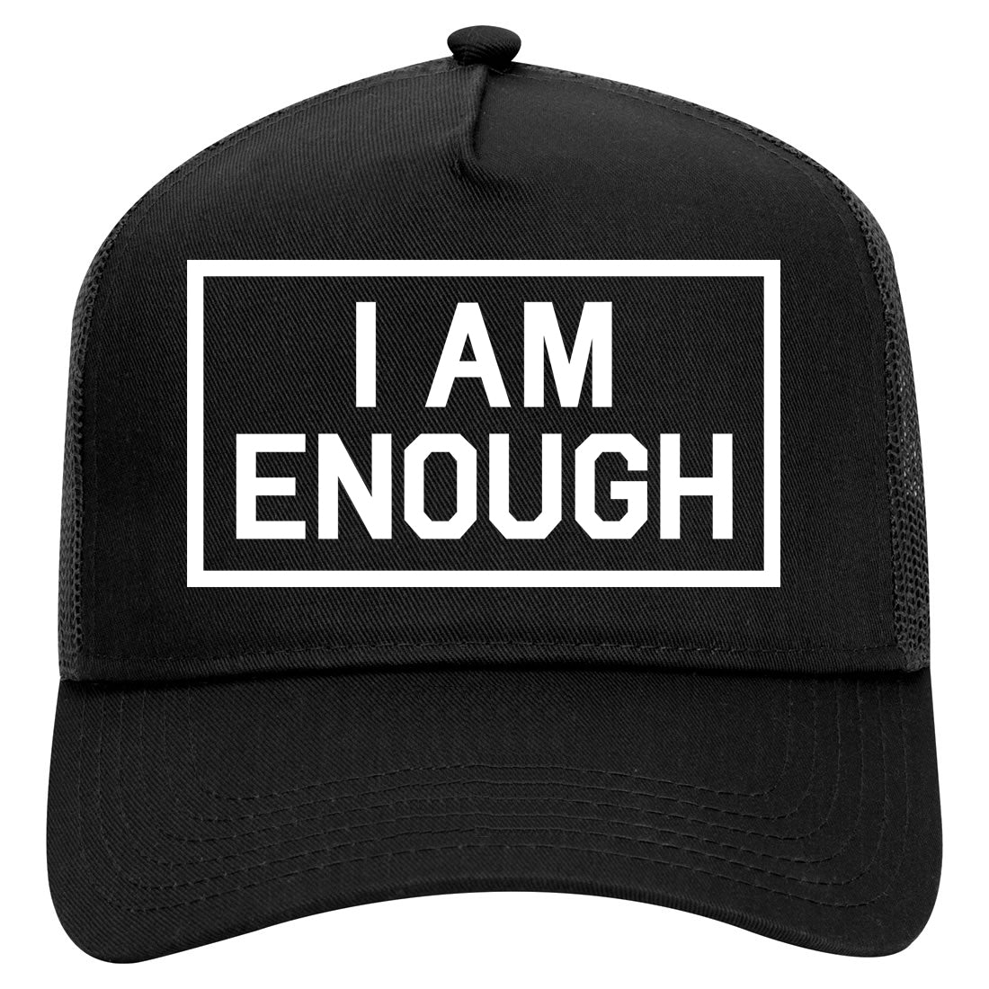 I Am Enough Inspirational Mens Mesh Trucker Hat Black