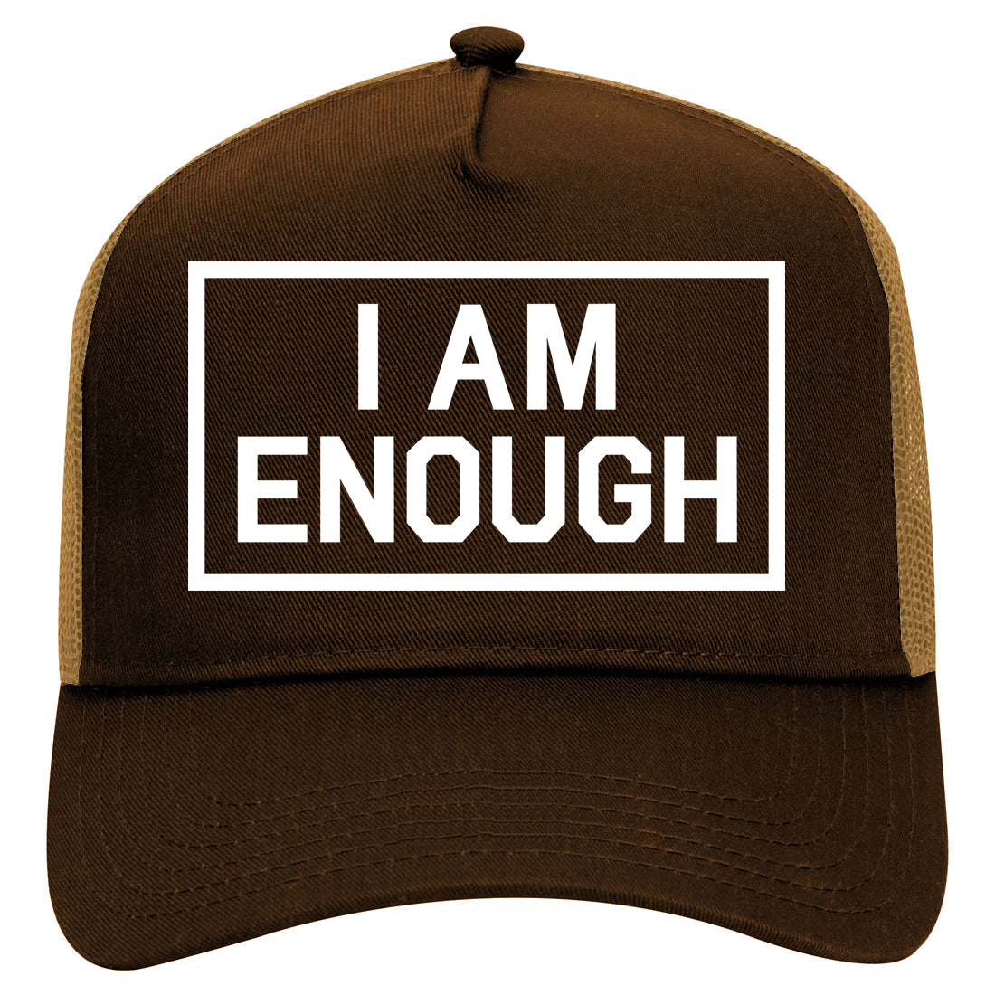 I Am Enough Inspirational Mens Mesh Trucker Hat Brown