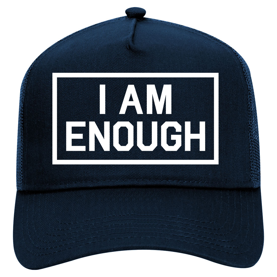 I Am Enough Inspirational Mens Mesh Trucker Hat Navy Blue