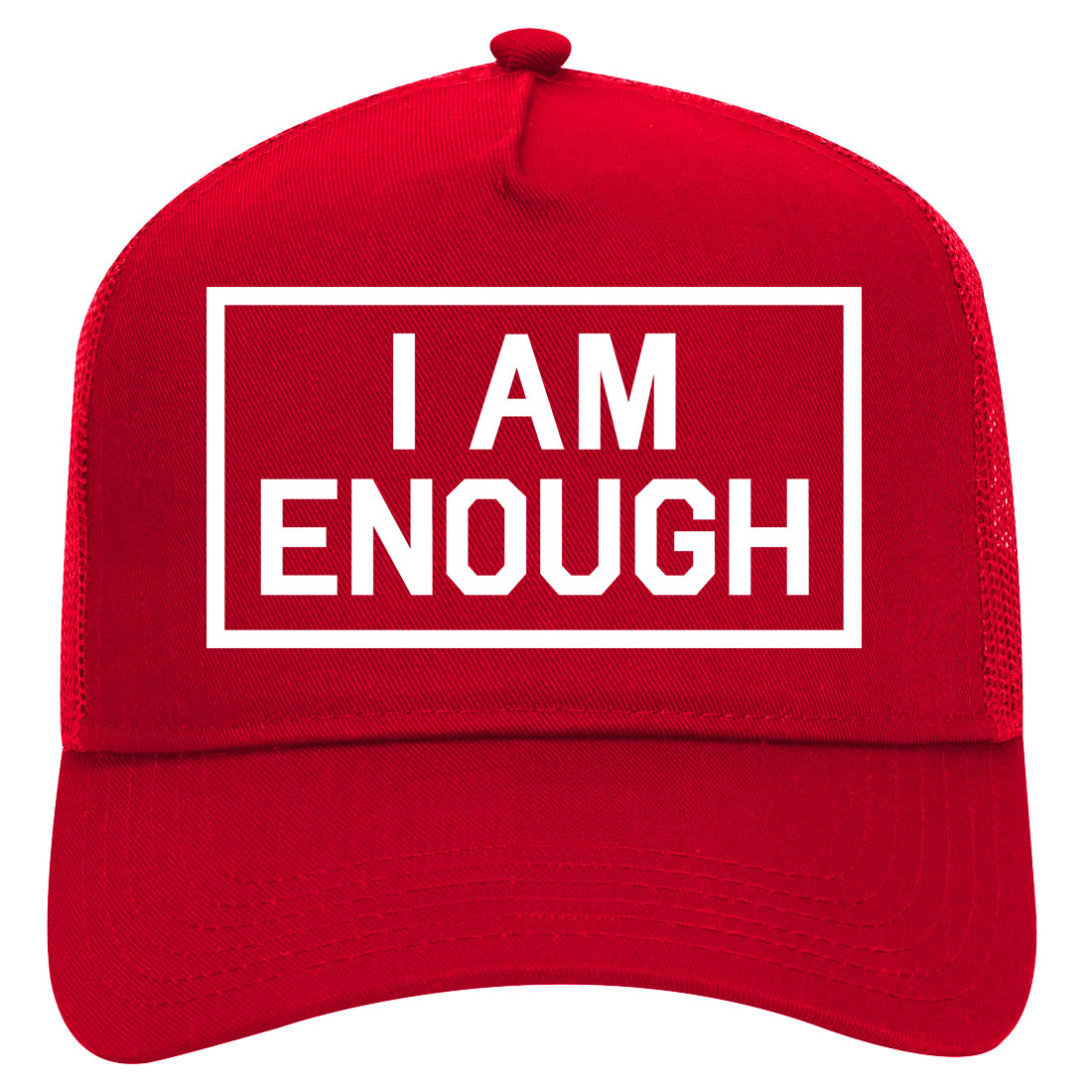 I Am Enough Inspirational Mens Mesh Trucker Hat Red