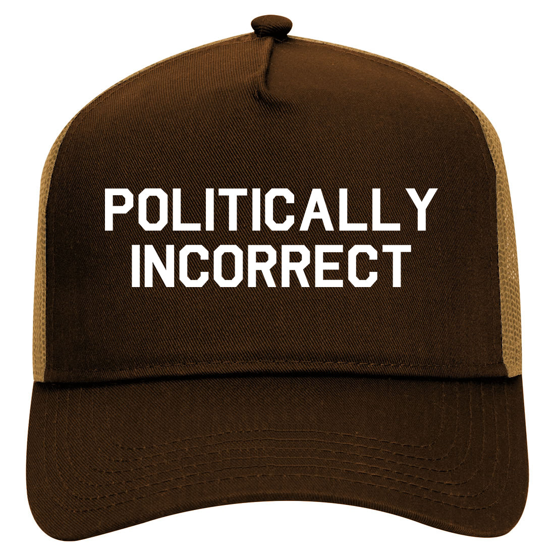 I Am Politically Incorrect American Mens Mesh Trucker Hat Brown