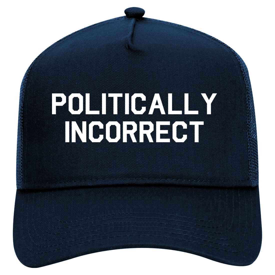 I Am Politically Incorrect American Mens Mesh Trucker Hat Navy Blue