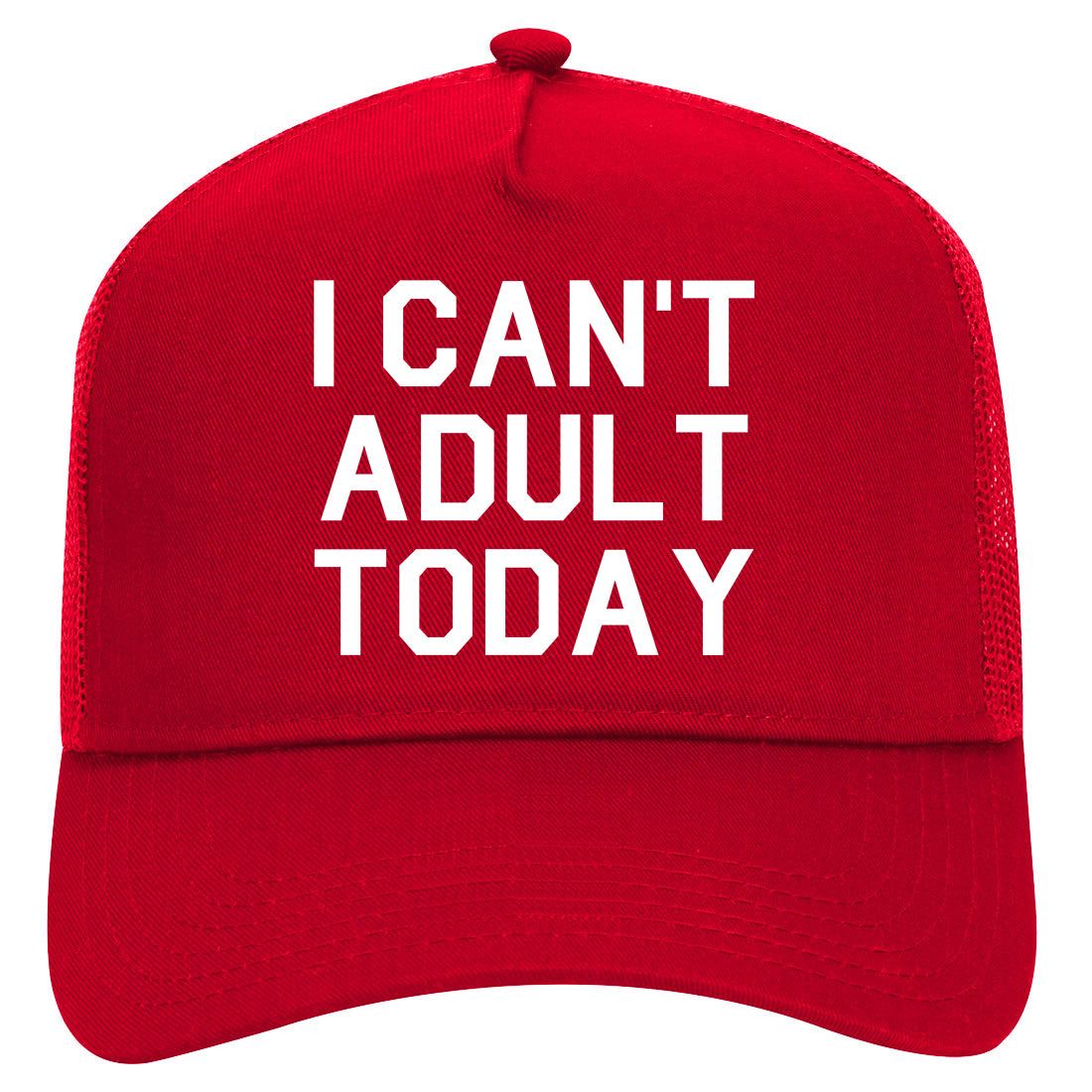 I Cant Adult Today Mens Mesh Trucker Hat Red