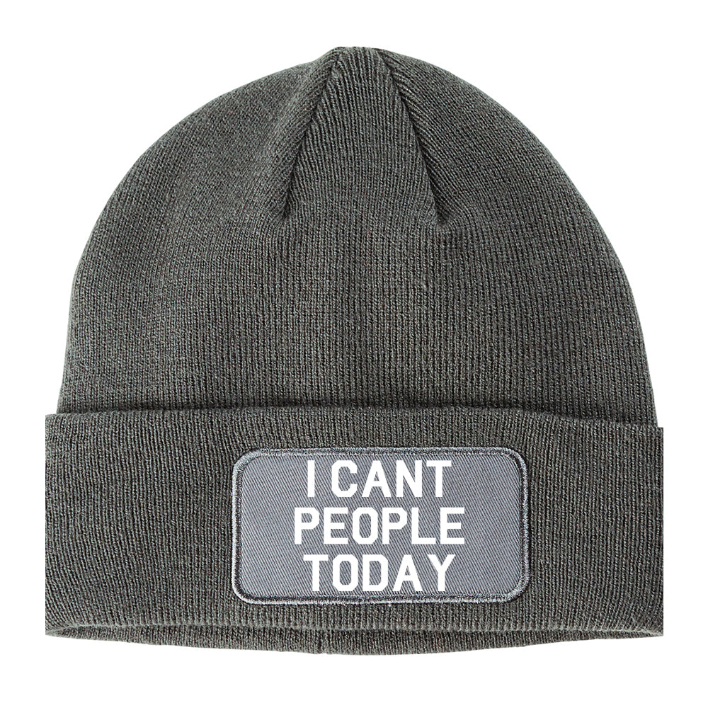 I Cant People Today Funny Winter Knit Adult Beanie Hat Grey
