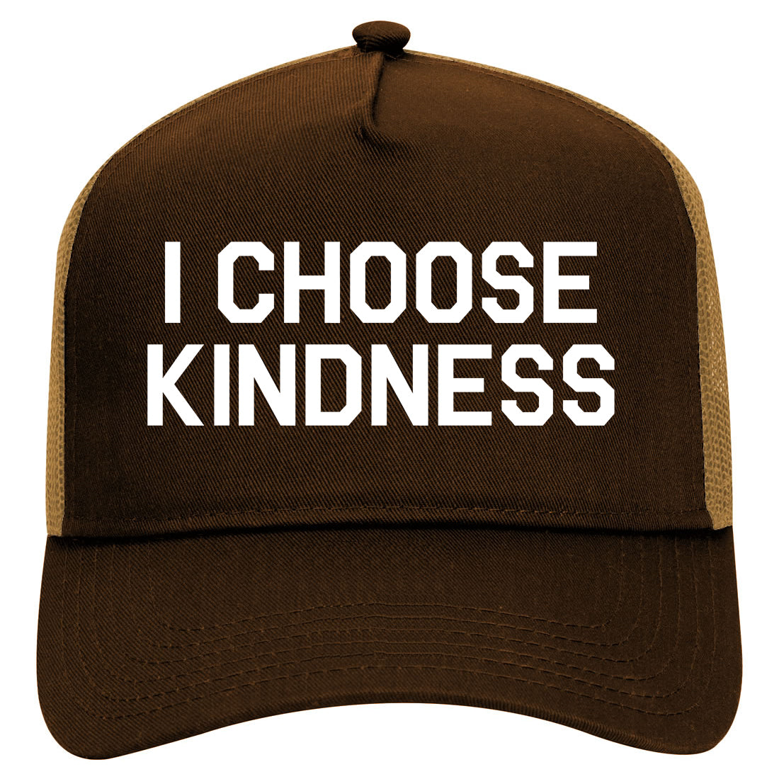 I Choose Kindness Anti Bullying Mens Mesh Trucker Hat Brown