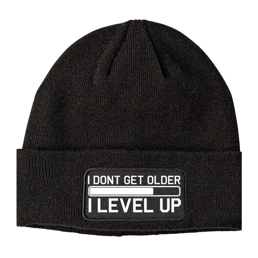 I Dont Get Older I Level Up Funny Birthday Winter Knit Adult Beanie Hat Black