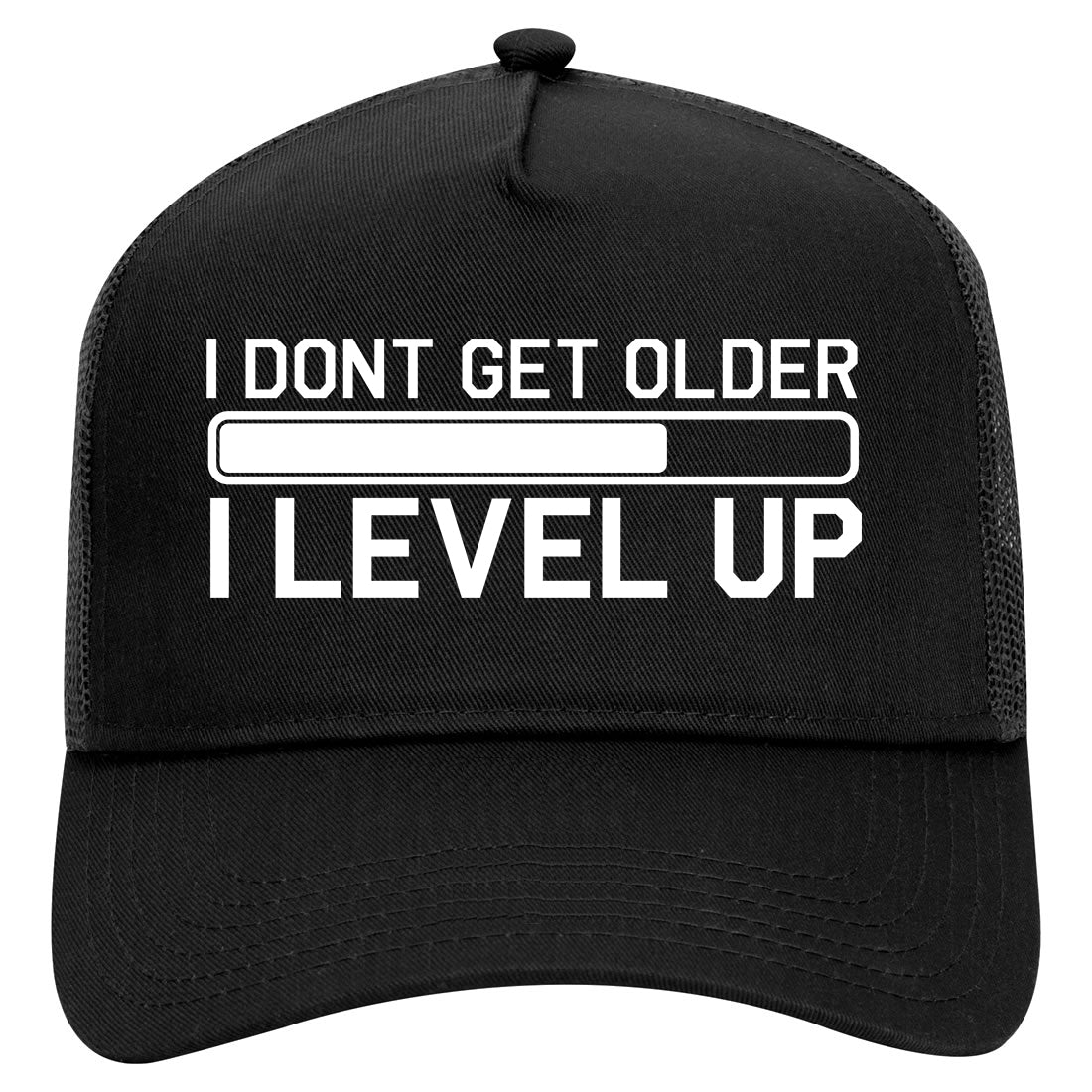 I Dont Get Older I Level Up Funny Birthday Mens Mesh Trucker Hat Black