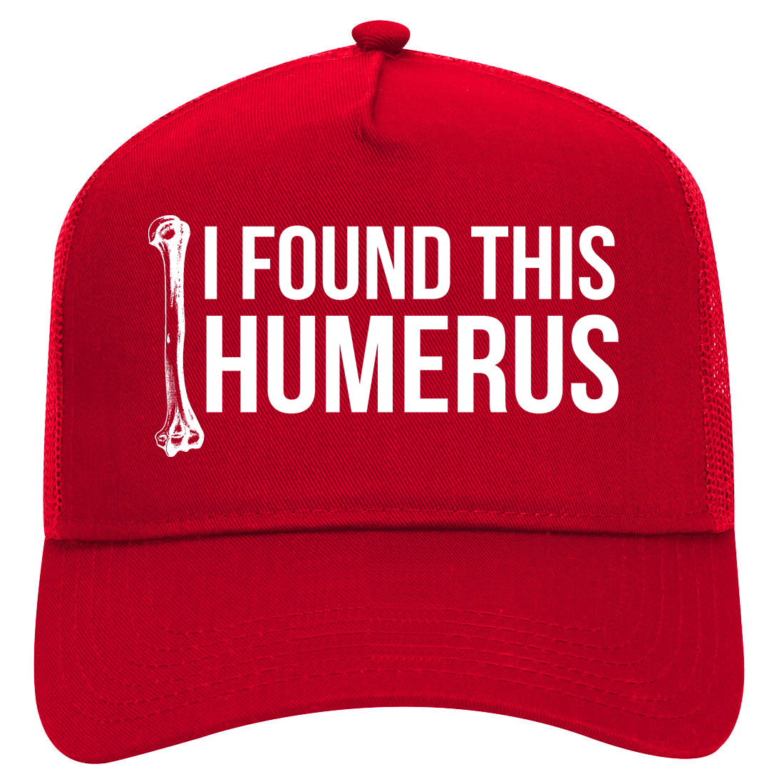 I Found This Humerus Funny Dad Joke Mens Mesh Trucker Hat Red