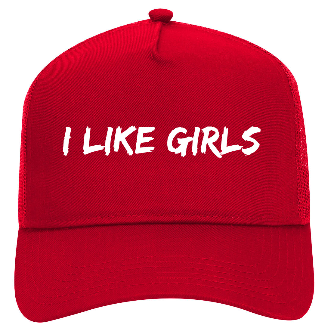 I Like Girls Mens Mesh Trucker Hat Red