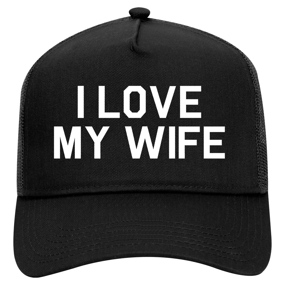 I Love My Wife Gift Mens Mesh Trucker Hat Black