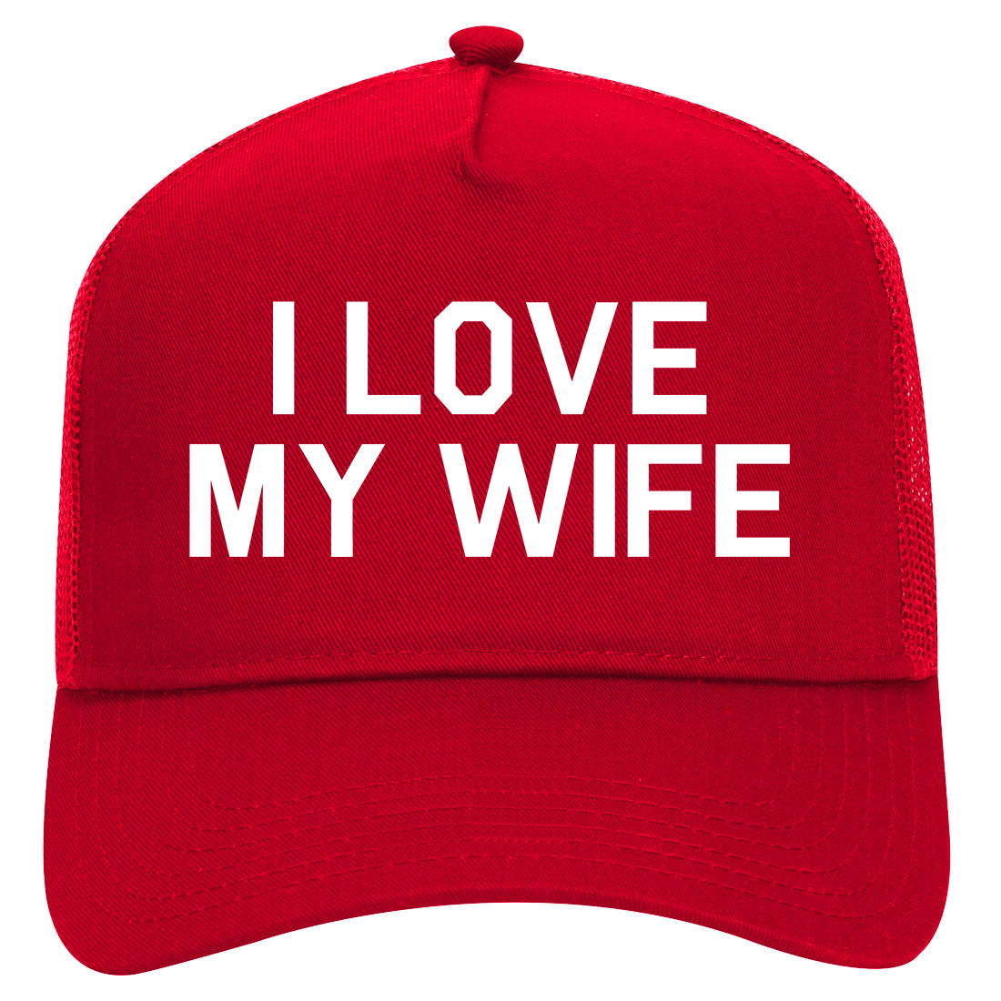 I Love My Wife Gift Mens Mesh Trucker Hat Red
