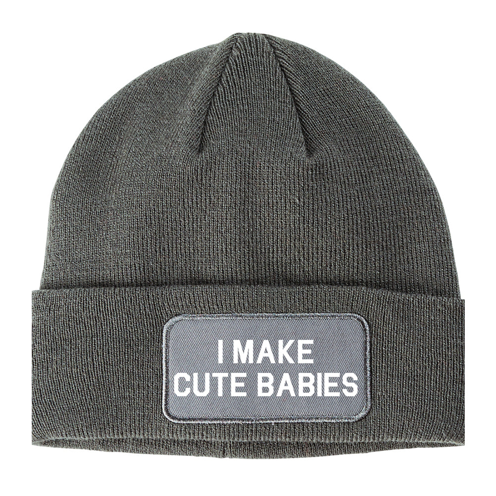 I Make Cute Babies Funny New Dad Winter Knit Adult Beanie Hat Grey