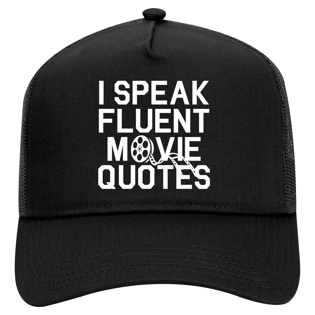 I Speak Fluent Movie Quotes Funny Nerd Mens Mesh Trucker Hat Black