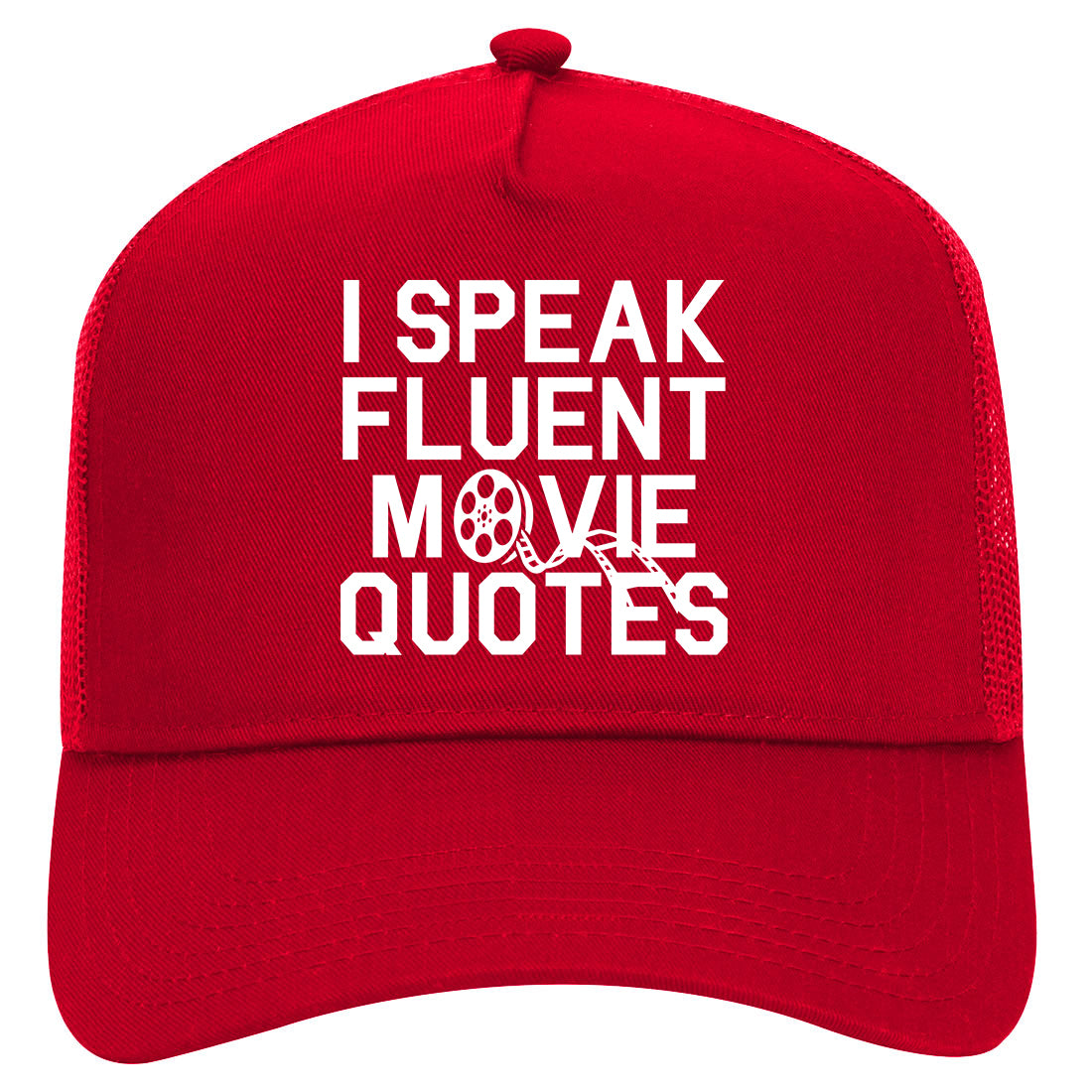 I Speak Fluent Movie Quotes Funny Nerd Mens Mesh Trucker Hat Red