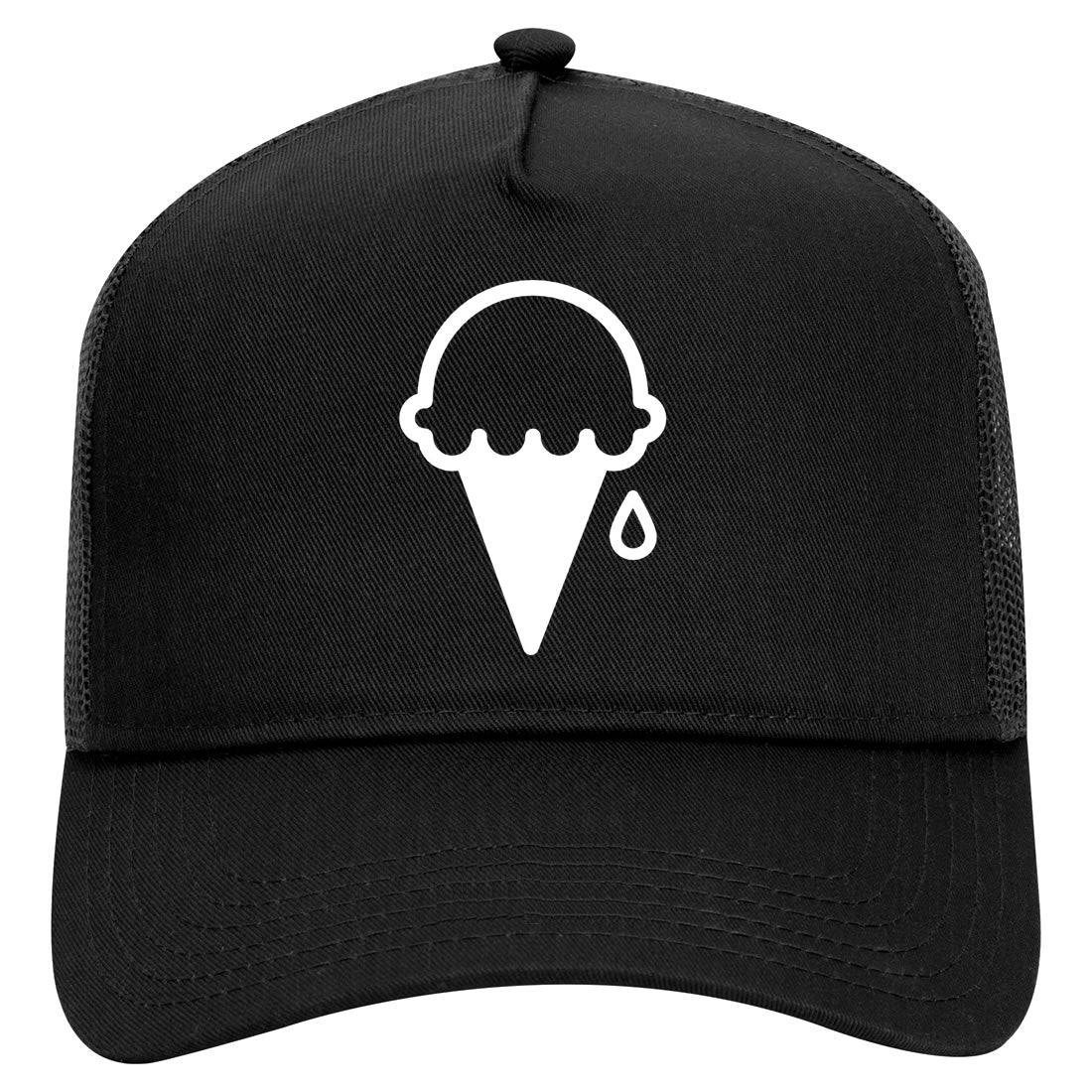Ice Cream Cone Mens Mesh Trucker Hat Black