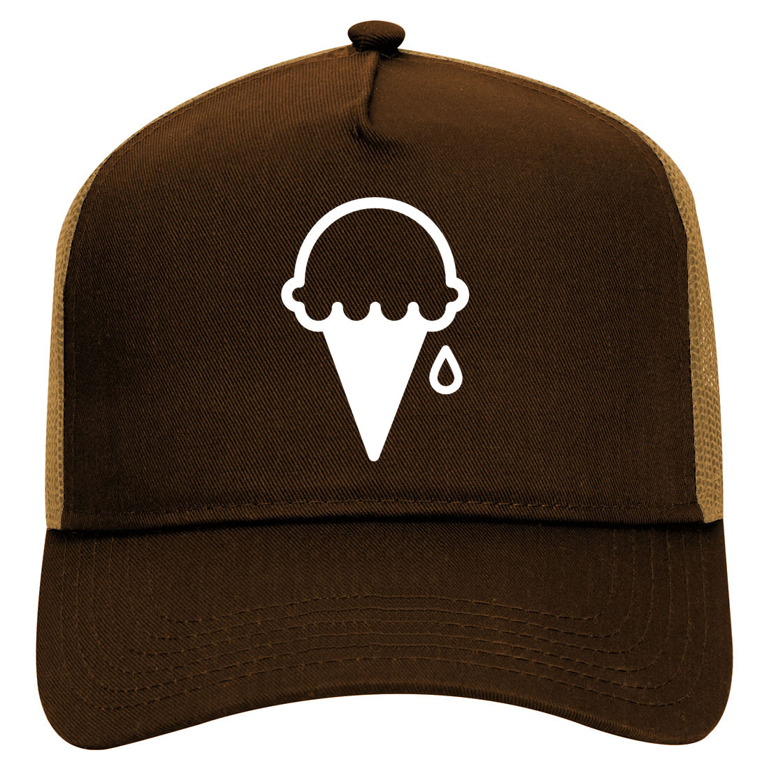 Ice Cream Cone Mens Mesh Trucker Hat Brown