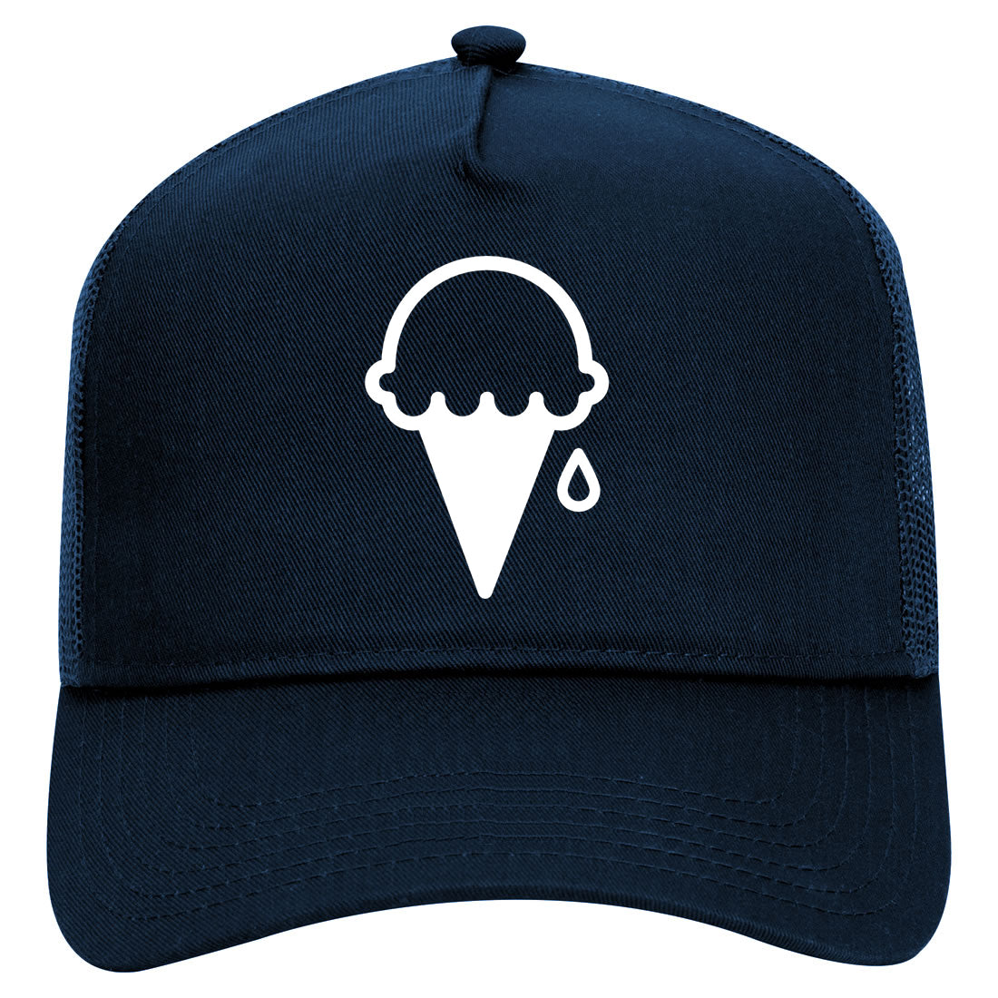 Ice Cream Cone Mens Mesh Trucker Hat Navy Blue