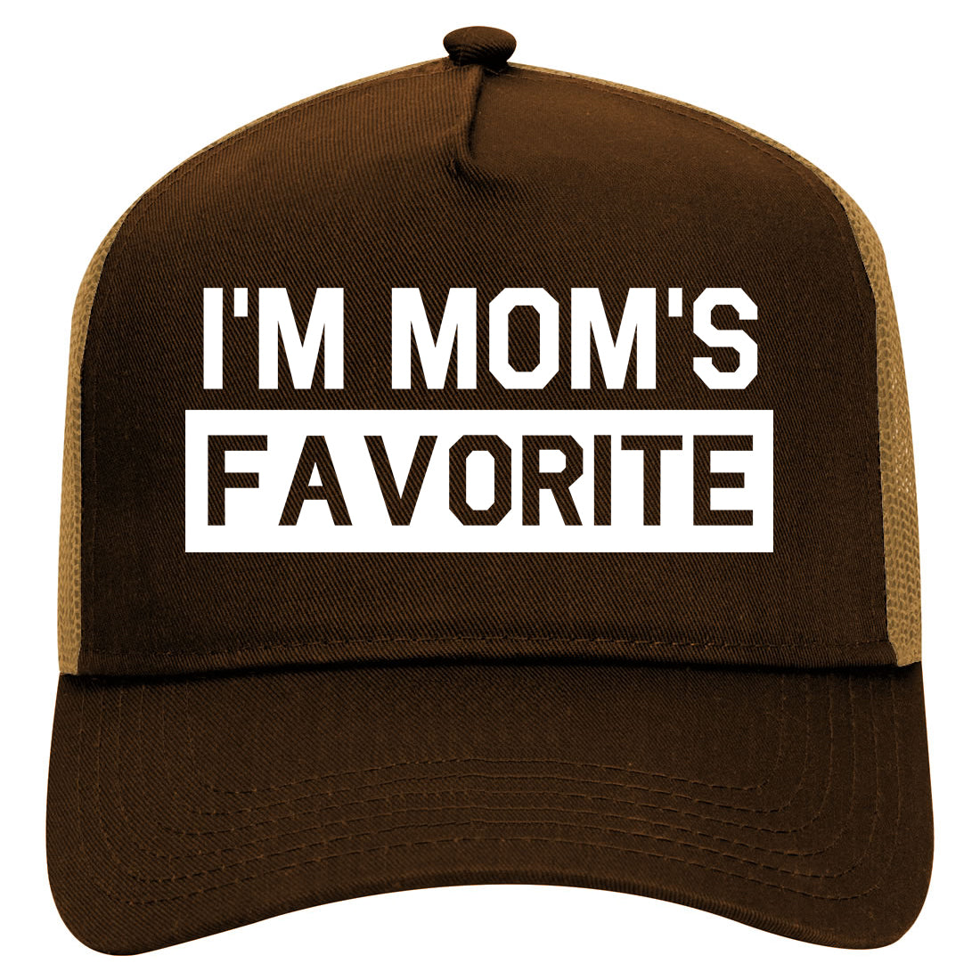 Im Moms Favorite Funny Son Mens Mesh Trucker Hat Brown